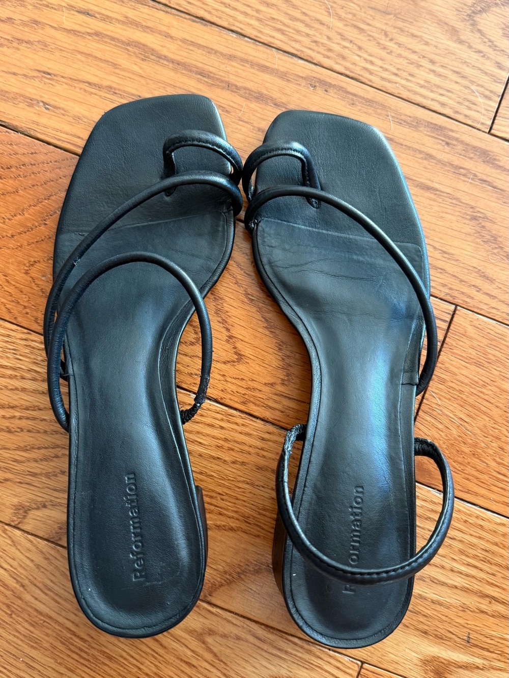 Reformation Black Meena block heel Sandals